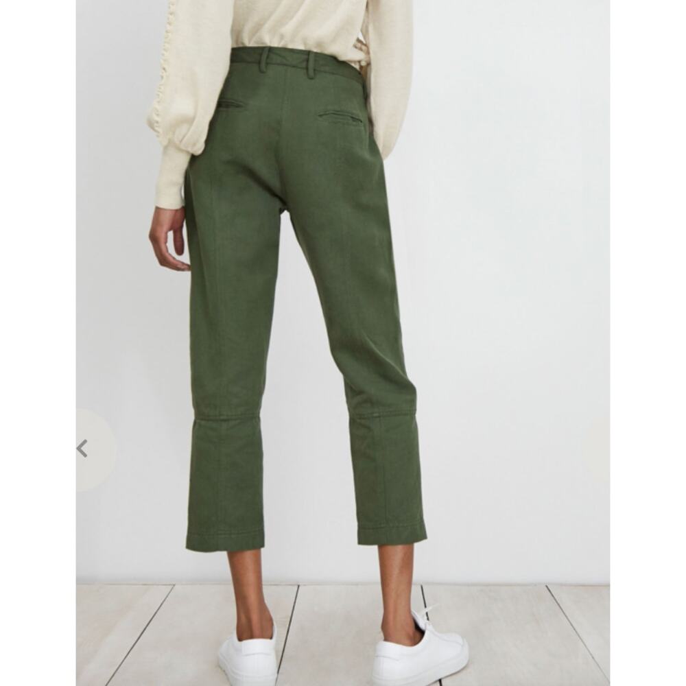 Apiece Apart Palma Chill Pant Bottle Green Linen High Rise‎ Straight Leg Sz 0 - Picture 2 of 15